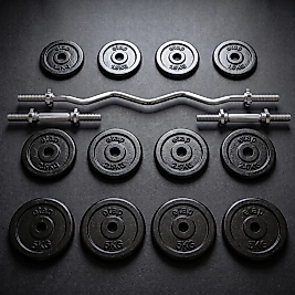 Orka Pro 36 kg Döküm Plaka - Z Bar ve Dambıl Seti
