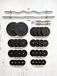 Orka Pro 140 kg Döküm Plaka - Düz, Z ve Dambıl Bar Seti
