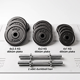 Orka Pro 22 kg Döküm Plaka ve Dambıl Seti